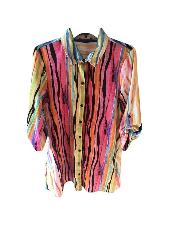 Melissa Paige Tops - Melissa Paige Multi Stripe Shirt Dress Size M/L